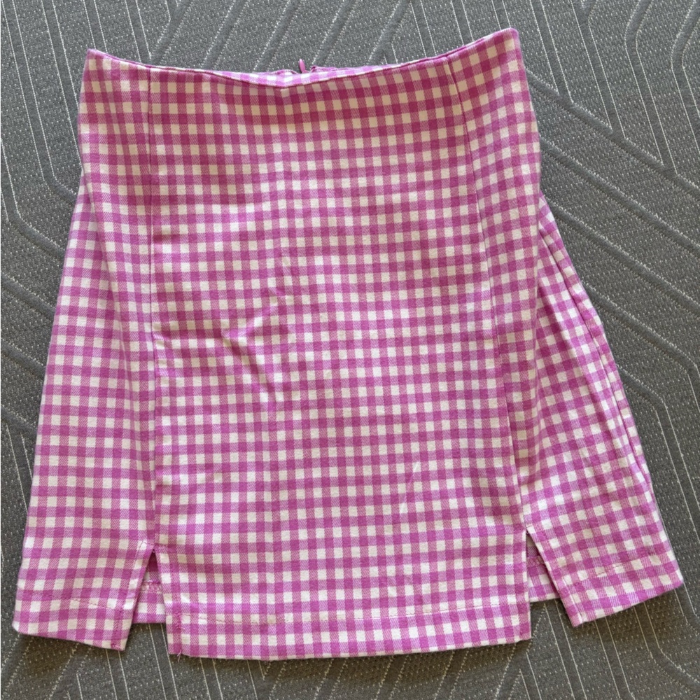 Love on a Hanger Pink and White Checkered Skirt